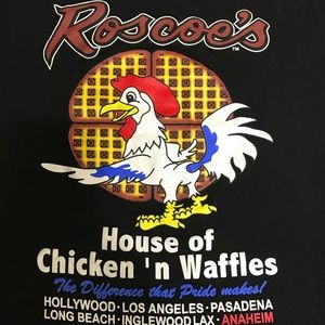 official Roscoe’s chicken and waffles t-shirt!!!!!